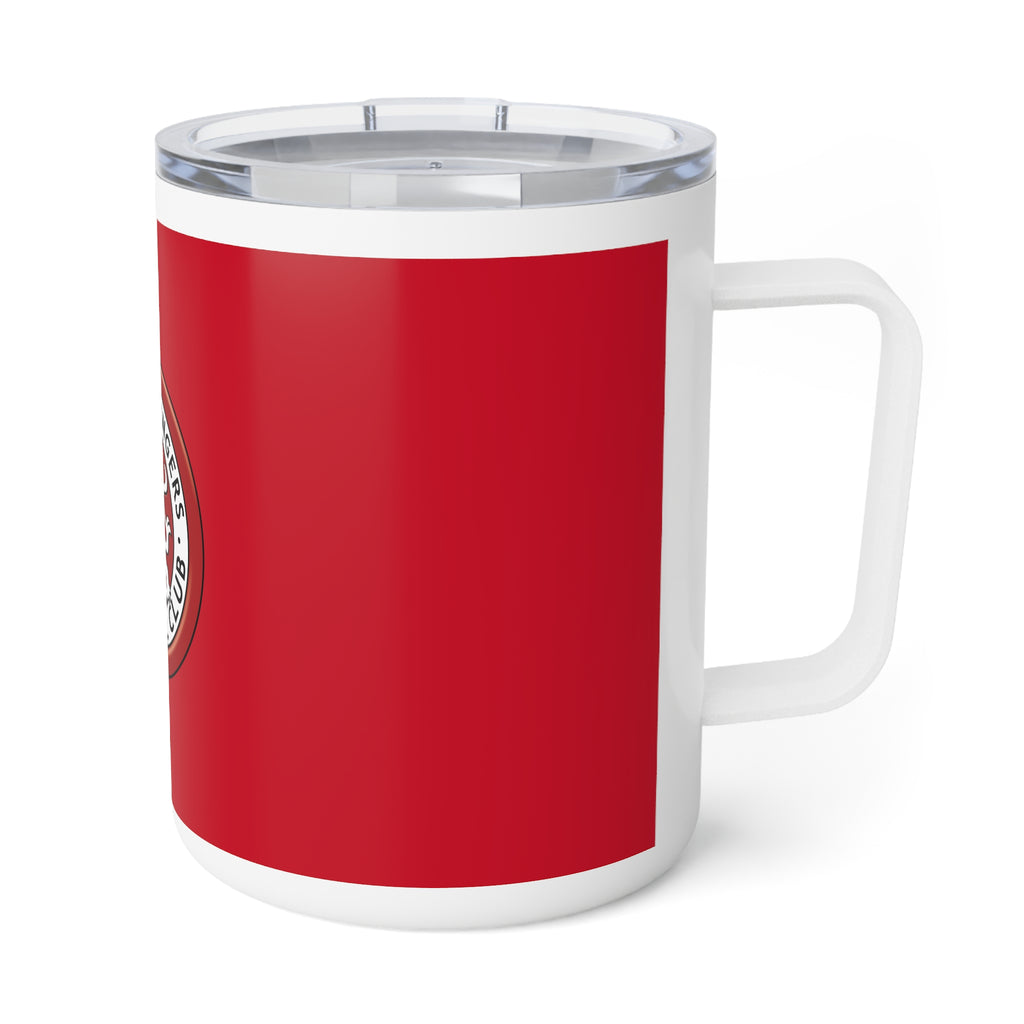 Insulated Coffee Mug with Brora Rangers Logo, Sports Fan Gift, Customizable Travel Mug, Perfect for Game Day, Red and White Design