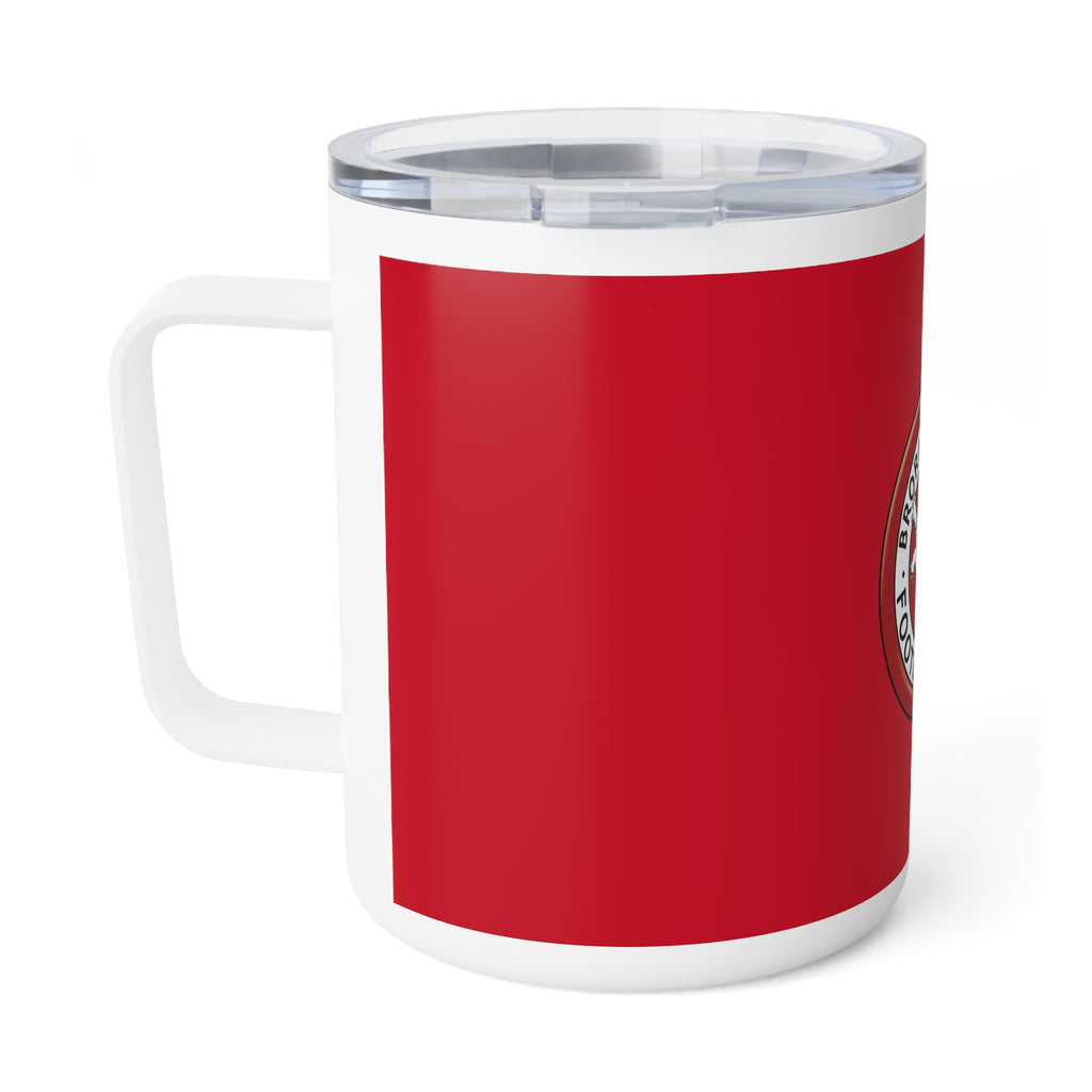 Insulated Coffee Mug with Brora Rangers Logo, Sports Fan Gift, Customizable Travel Mug, Perfect for Game Day, Red and White Design